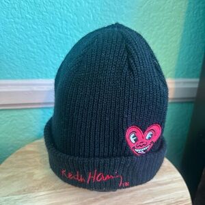 Black Knit Keith Haring x Shoe Palace Heart Beanie | Unisex One Size |